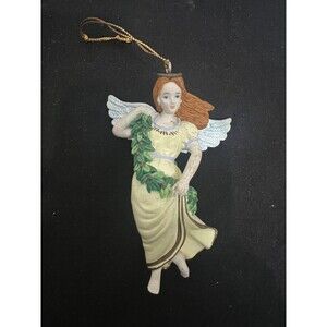 1992 Lustre Fame Angel Ornament • Hanging Christmas Figurine • Resin